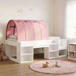 vidaXL Cadre de lit avec tunnel 3 Pièces Blanc et rose Bois d’ingénierie