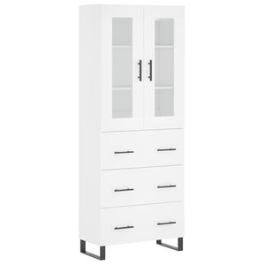 vidaXL Buffet haut Blanc 69 5x34x180 cm Bois d'ingénierie