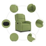 vidaXL Fauteuil inclinable électrique vert clair velours
