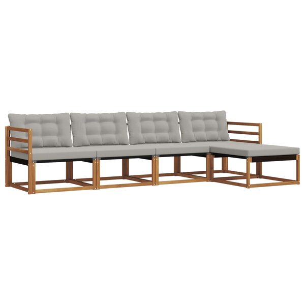 vidaXL Ensemble de canapés d'extérieur 5 pc Gris Naturel et Clair