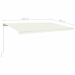 vidaXL Auvent manuel rétractable avec LED 500x300 cm Crème