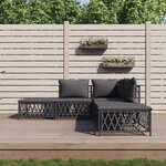 vidaXL Salon de jardin avec coussins 5 Pièces anthracite acier