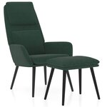 vidaXL Chaise de relaxation avec tabouret Vert foncé Tissu