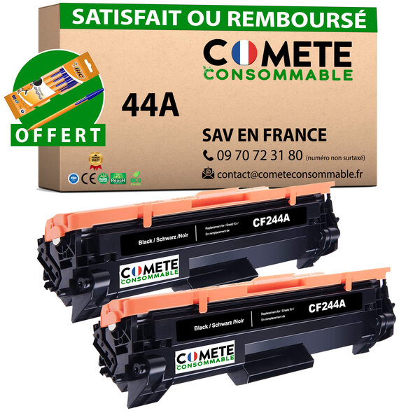 44A - 2 Toners Compatibles avec HP 44A CF244A Noir - Marque française