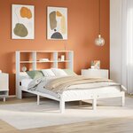 vidaXL Lit bibliothèque sans matelas blanc 160x200 cm bois pin massif