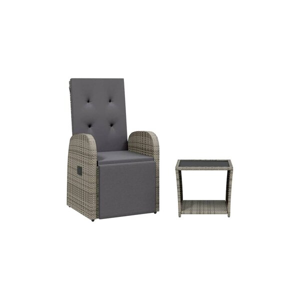 vidaXL Ensemble à manger de jardin et coussins 2 Pièces gris rotin