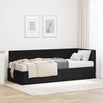 vidaXL Cadre de lit d'angle avec matelas 2 Pièces Noir Velours