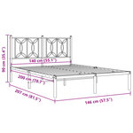 vidaXL Cadre de lit métal sans matelas avec tête de lit noir 140x200cm