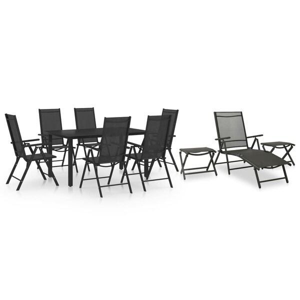vidaXL Ensemble à manger de jardin 10 Pièces noir et anthracite