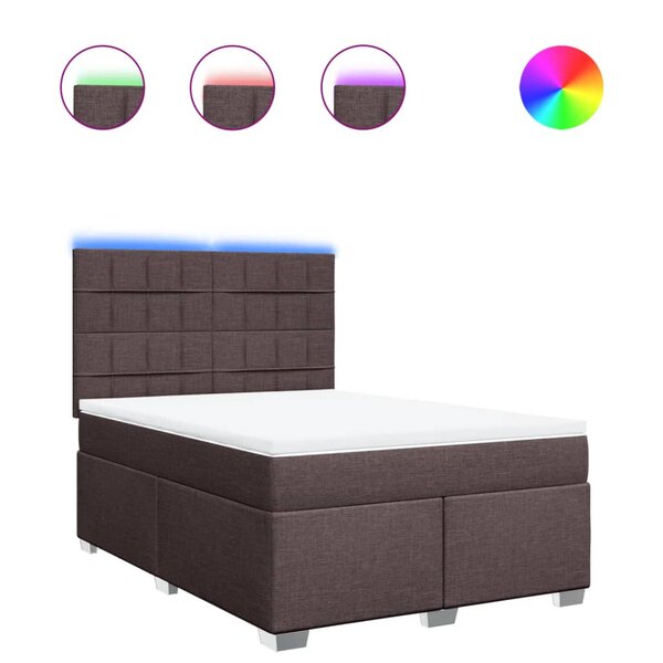 vidaXL Sommier à lattes de lit avec matelas Marron foncé 140x200 cm