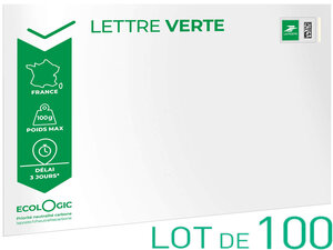 Prêt-à-Poster - Lettre Verte - 100g - Format C5 - Enveloppe en lot de 100