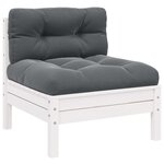 vidaXL Canapé 2 places de jardin et coussins Blanc Bois de pin solide