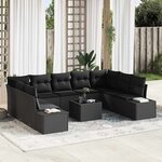 vidaXL Ensemble de canapé de jardin 10 Pièces Noir Poly rotin