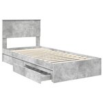 vidaXL Lit de Rangement Gris béton 90 x 200 cm Bois d'ingénierie