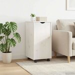vidaXL Cabinet roulant Blanc 34 x 39 x 65 5 cm Bois de Pin Massif