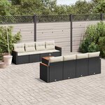 vidaXL Salon de jardin 9 Pièces avec coussins noir résine tressée