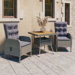 vidaXL Ensemble à dîner de jardin 3 Pièces Résine tressée et acacia Gris