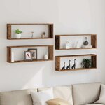 vidaXL Étagère murale avec étagère 4 Pièces Bois ancien 80 x 15 x 26 cm