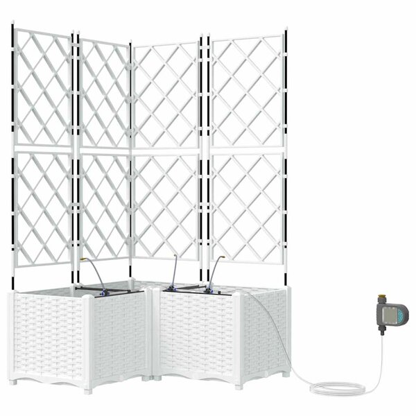 vidaXL Cache-pot de jardin 3 Pièces Blanc Acier