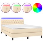 vidaXL Sommier à lattes de lit avec matelas LED Crème 140x190 cm Tissu