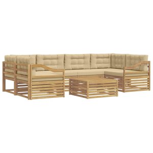 vidaXL Ensemble de canapés d'extérieur 7 pc Blanc et Beige Polyester