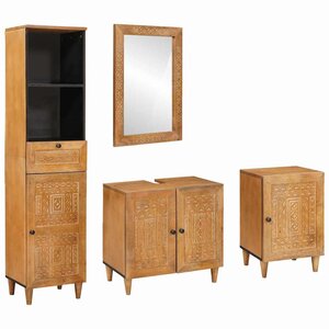 vidaXL Ensemble de mobilier de salle de bain avec tiroir 4 Pièces Marron
