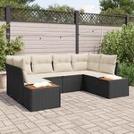 vidaXL Ensemble de canapé de jardin avec coussin 6 Pièces Noir et crème