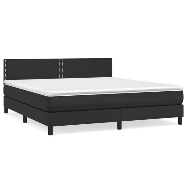 vidaXL Sommier à lattes de lit avec matelas Noir 180x200 cm Similicuir