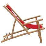 vidaXL Chaise de terrasse Bambou et toile Rouge