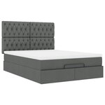 VidaXL Cadre de lit ottoman avec matelas gris foncé 140x200 cm tissu
