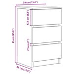 vidaXL Tables de chevet avec 3 tiroirs 2 Pièces vieux bois 39x35x65 cm