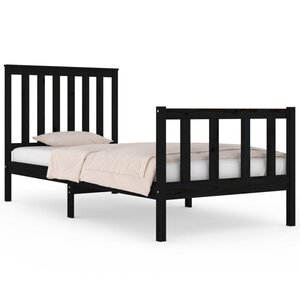 vidaXL Cadre de lit sans matelas noir bois massif