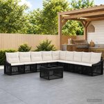 vidaXL Ensemble de canapé de jardin 10 pc Noir polyrotin