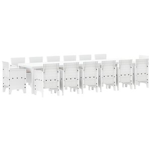 Ensemble jardin 15 pièces avec coussins en Poly Rattan blanc