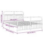 vidaXL Cadre de lit métal sans matelas et pied de lit blanc 160x200 cm