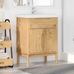 vidaXL Meuble sous Lavabo de Salle de Bain FLORO Cire marron