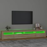 vidaXL Meuble TV avec lumières LED Chêne sonoma 240x35x40 cm