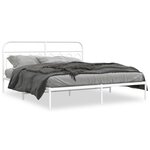 vidaXL Cadre de lit métal avec tête de lit blanc 160x200 cm