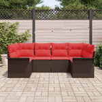 vidaXL Ensemble de canapé de jardin 6 Pièces Marron polyrotin