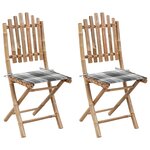 vidaXL Chaises pliables de jardin lot de 2 avec coussins Bambou