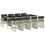 vidaXL Ensemble à manger de jardin et coussins 9 Pièces gris clair rotin