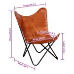 vidaXL Chaise papillon Marron Cuir véritable