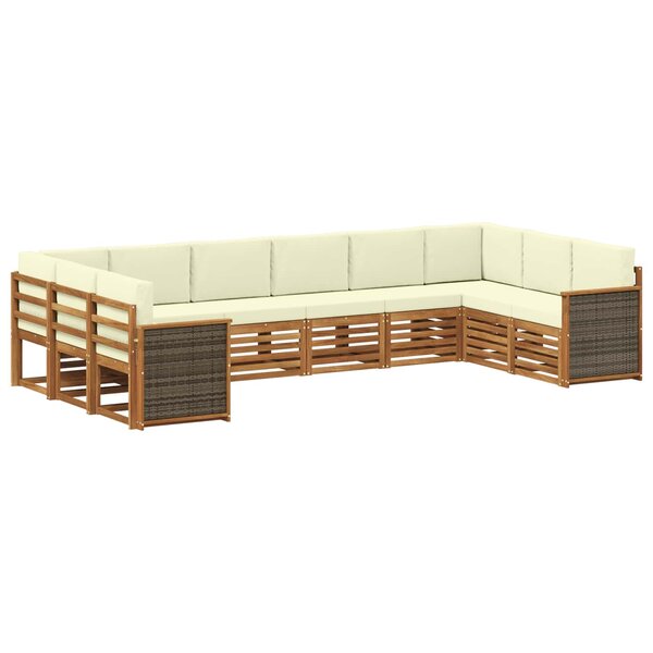 vidaXL Ensemble de canapés d'extérieur 7 pc Naturel et Crème