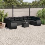 vidaXL Salon de jardin 11 Pièces avec coussins noir résine tressée