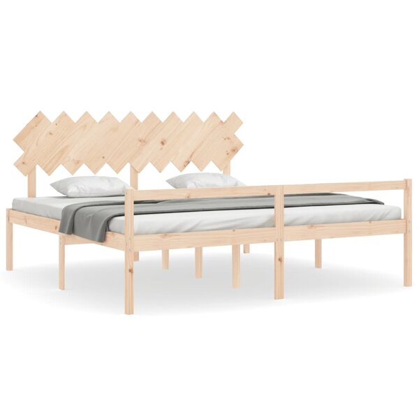 vidaXL Lit pour personne âgée et tête de lit 200x200 cm bois massif