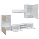 vidaXL Meubles TV avec lumière LED 5Pièces chêne sonoma bois d'ingénierie