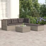 vidaXL Salon de jardin 5 Pièces avec coussins Gris Résine tressée