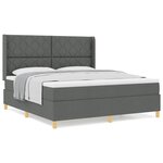 vidaXL Lit à Ressorts avec matelas Gris foncé 180 x 200 cm tissu
