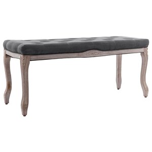 Banc banquette lin bois solide 110 x 38 x 48 cm gris foncé 02_0021225