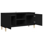vidaXL Meuble TV avec pieds en bois massif Noir 103 5x35x50 cm